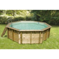 Piscine En Bois Octogonale Ubbink Océa 4,30 X 1,20 M - Liner Beige