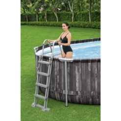 Piscine Tubulaire Ovale Bestway Power Steel™ Bois Rustique 6,10 X 3,66 X 1,22 M -Intex Soldes Boutique 5611r piscine ovale bestway power steeltm bois rustique 6 10 x 3 66 x 1 22 m echelle
