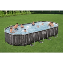 Piscine Ovale Bestway Power Steel™ Bois Rustique 7,32 X 3,66 X 1,22 M -Intex Soldes Boutique 5611t piscine ovale bestway power steeltm bois rustique 7 32 x 3 66 x 1 22 m ambiance