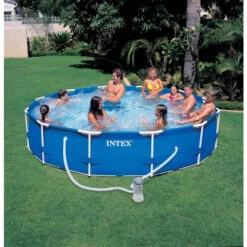 Piscine Tubulaire Intex Metal Frame 3.66 X 0.76 M + épurateur 1,7 M3/h -Intex Soldes Boutique 56996 with background