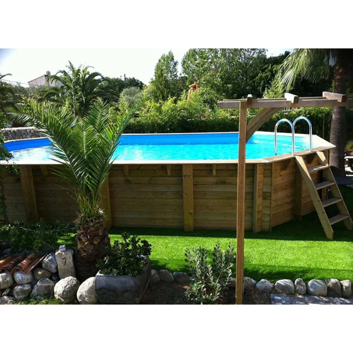 Piscine En Bois Octogonale Ubbink Océa 8,60 X 4,70 X 1,30 M - Liner Bleu 4 Piscine En Bois Octogonale Ubbink Océa 8,60 X 4,70 X 1,30 M - Liner Bleu – Image 4