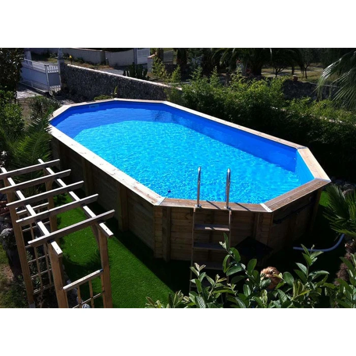 Piscine En Bois Octogonale Ubbink Océa 8,60 X 4,70 X 1,30 M - Liner Bleu 2 Piscine En Bois Octogonale Ubbink Océa 8,60 X 4,70 X 1,30 M - Liner Bleu – Image 2