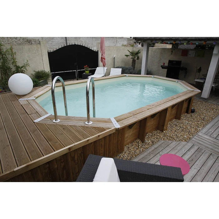 Piscine En Bois Octogonale Ubbink Océa 6,10 X 4,00 X 1,30 M - Liner Beige 3 Piscine En Bois Octogonale Ubbink Océa 6,10 X 4,00 X 1,30 M - Liner Beige – Image 3