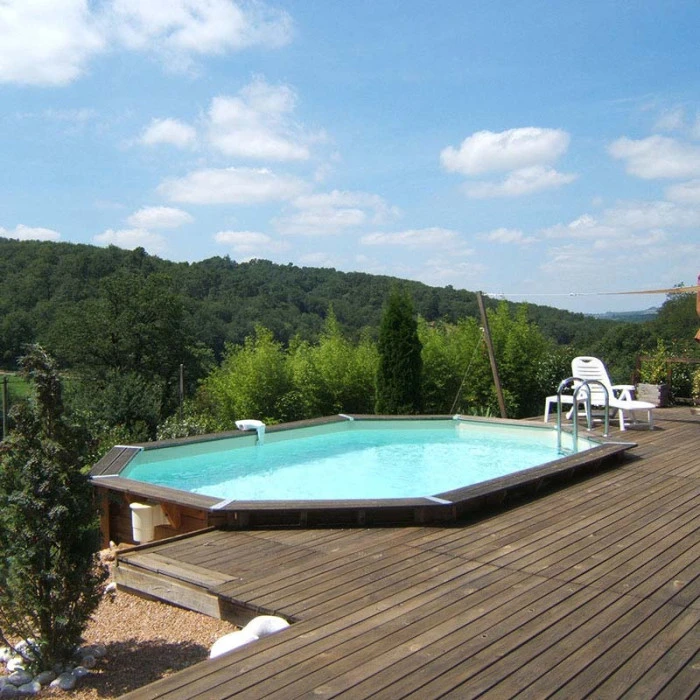 Piscine En Bois Octogonale Ubbink Océa 6,10 X 4,00 X 1,30 M - Liner Beige 2 Piscine En Bois Octogonale Ubbink Océa 6,10 X 4,00 X 1,30 M - Liner Beige – Image 2