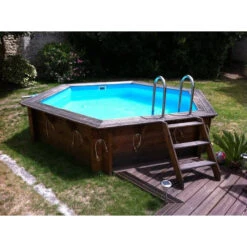Piscine En Bois Hexagonale Ubbink Azura 4,10 X 1,20 M - Liner Bleu + Bâche à Bulles -Intex Soldes Boutique azura 410 12 min