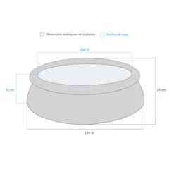 Piscine Autoportée Bestway Fast Set 3,66 X 0,76 M + Épurateur à Cartouche -Intex Soldes Boutique dimensions piscine autoportee bestway fast set 366 x 76 cm