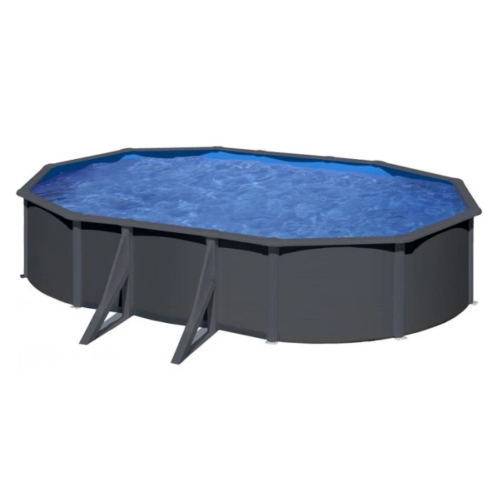 GRE Piscine Ovale Acier Gré Gris Anthracite - 6,10 X 3,75 X 1,20 M 1 GRE Piscine Ovale Acier Gré Gris Anthracite - 6,10 X 3,75 X 1,20 M
