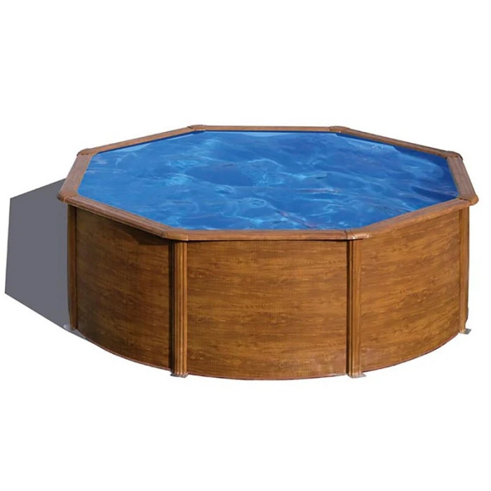 GRE Piscine Ronde Acier Gré Sicilia Imitation Bois - Ø 3,50 X 1,20 M 1 GRE Piscine Ronde Acier Gré Sicilia Imitation Bois - Ø 3,50 X 1,20 M