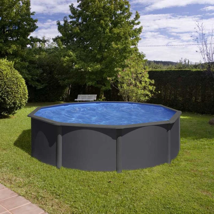 GRE Piscine Ronde Acier Gré Gris Anthracite 4,60 X 1,30 M 2 GRE Piscine Ronde Acier Gré Gris Anthracite 4,60 X 1,30 M – Image 2