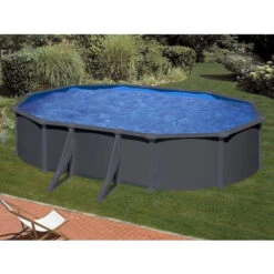 GRE Piscine Ovale Acier Gré Gris Anthracite - 6,10 X 3,75 X 1,30 M -Intex Soldes Boutique kitprov618gy piscine ovale acier gre gris anthracite 1 32m 610x375cm ambiance