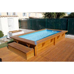Piscine En Bois Rectangulaire Ubbink Sunwater 3,50 X 2,00 X 0,71 M - Liner Bleu 7 Piscine En Bois Rectangulaire Ubbink Sunwater 3,50 X 2,00 X 0,71 M - Liner Bleu -Intex Soldes Boutique piscine en bois ubbink sunwater 200x350 ambiance 2