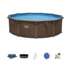 Piscine En Acier Bestway Hydrium Effet Bois Ø 4,90 X H 1,30 M -Intex Soldes Boutique piscine hors sol acier ronde 488 x 130 m hydrium