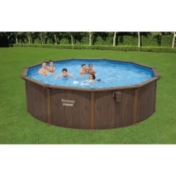 Piscine En Acier Bestway Hydrium Effet Bois Ø 4,90 X H 1,30 M -Intex Soldes Boutique piscine hors sol acier ronde 488 x 130 m hydrium 1