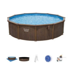 Piscine En Acier Bestway Hydrium Effet Bois Ø 5,50 X H 1,30 M -Intex Soldes Boutique piscine hors sol acier ronde 549 x 130 m hydrium