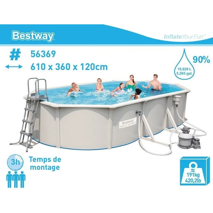 Piscine En Acier Bestway Hydrium - 6,10 X 3,60 X 1,20 M 6 Piscine En Acier Bestway Hydrium - 6,10 X 3,60 X 1,20 M – Image 6
