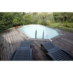 Piscine En Bois Octogonale Ubbink Azura 4,90 X 3,55 X 1,30 M - Liner Beige -Intex Soldes Boutique piscine ubbink azura 490 355 130 beige 2