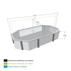 Piscine En Bois Octogonale Ubbink Azura 6,10 X 4 X 1,20 M - Liner Beige -Intex Soldes Boutique piscine ubbink azura 610 400 120 bleu 5 1